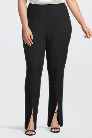 Компактные эластичные прямые брюки больших размеров с разрезом по низу , черный Karen Millen