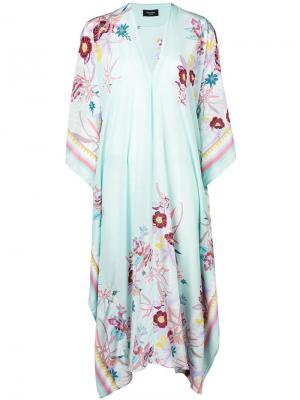 Пляжное платье с цветочным принтом Holland Street. Цвет: синий