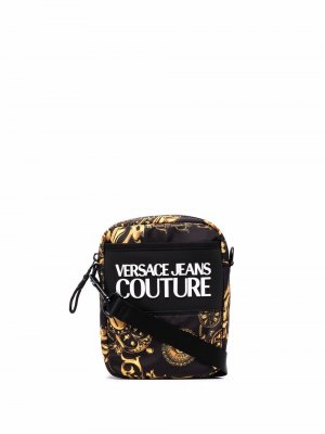 Сумка-мессенджер с логотипом Versace Jeans Couture. Цвет: черный
