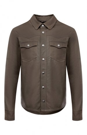 Кожаная рубашка Giorgio Brato. Цвет: серый