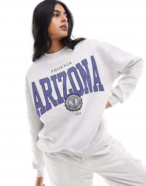 Светло-серый свитшот 'Arizona' Pull&Bear. Цвет: серый