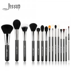 Набор профессиональных кистей для макияжа, 15 шт (Black / Silver) Jessup