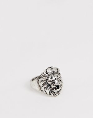 Кольцо с головой льва -Серебряный Icon Brand