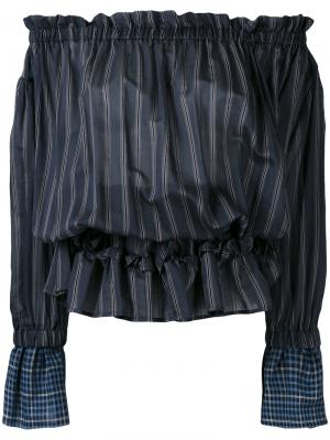 Полосатая блузка с открытыми плечами Hache. Цвет: синий