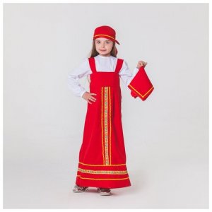 Карнавальный костюм Матрёшка, платок, сарафан, косынка, рубашка, рост 122-128 см, 6-7 лет Mikimarket. Цвет: мультиколор