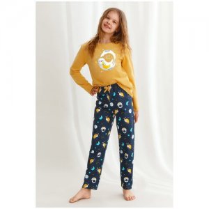 Пижама детская для девочки TARO Sarah 2647-02, лонгслив и брюки, желтый (Размер: 146). Цвет: желтый