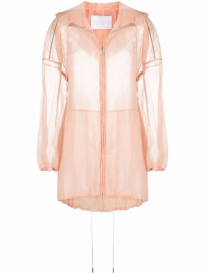 Semi-sheer hooded parka coat Fabiana Filippi. Цвет: розовый