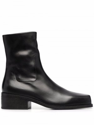 Square-toe block-heel boots Marsèll. Цвет: черный