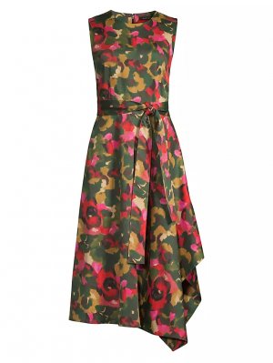 Асимметричное платье-миди с цветочным принтом , цвет paprika Natori