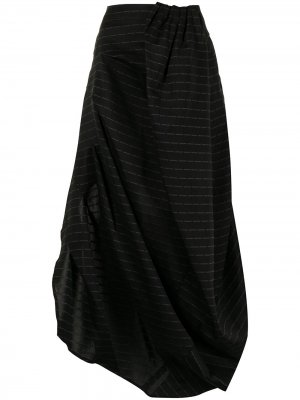 Жаккардовая юбка с драпировкой и логотипом Sankuanz. Цвет: черный