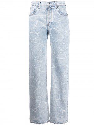 Прямые джинсы из вареного денима Alexander Wang. Цвет: синий