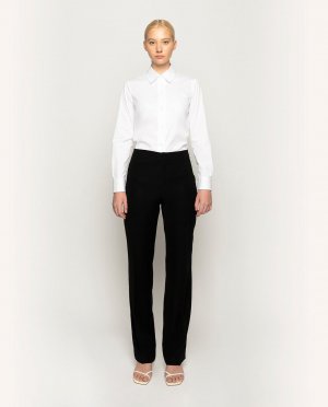 Однотонные прямые женские брюки с застежкой спереди , черный Mirto. Цвет: черный