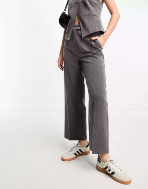Серые укороченные прямые брюки ASOS. Цвет: серый
