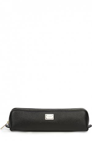 Кожаный пенал на молнии Dolce & Gabbana. Цвет: черный
