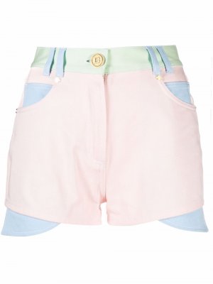 Джинсовые шорты с нашивкой-логотипом Balmain. Цвет: розовый