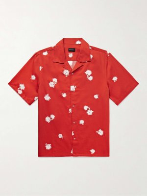 Рубашка с откидным воротником и принтом из хлопка лиоцелла CLUB MONACO, красный Monaco