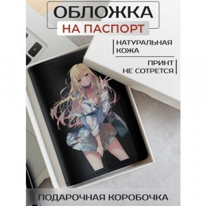 Обложка для паспорта на паспорт аниме, манга Эта фарфоровая кукла влюбилась OP02047, черный RUSSIAN HandMade. Цвет: черный