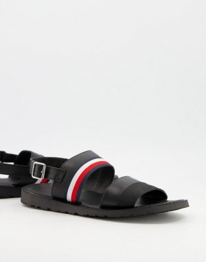 Черные кожаные сандалии Corporate-Черный цвет Tommy Hilfiger