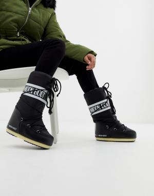 Черные нейлоновые горнолыжные ботинки -Черный Moon Boot