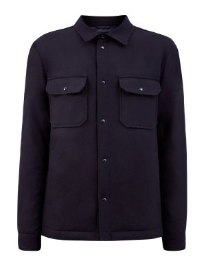 Куртка-рубашка из шерсти Melton с пуховым утеплителем WOOLRICH. Цвет: синий