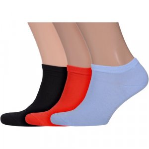 Носки , 3 пары, размер 25, черный, красный, голубой LorenzLine. Цвет: голубой/черный/красный