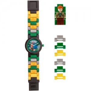 Lego Часы наручные аналоговые Лего Мир Юрского периода Павшее Королевство с минифигурой Клэр на ремешке. Цвет: зеленый