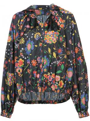 Куртка в стиле оверсайз с цветочным принтом Tibi. Цвет: синий