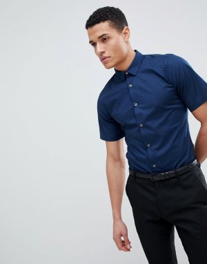 Рубашка из эластичного поплина с короткими рукавами -Темно-синий French Connection