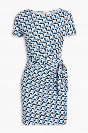 Платье мини из шелка и хлопкового джерси с принтом Joseph DIANE VON FURSTENBERG, синий Furstenberg