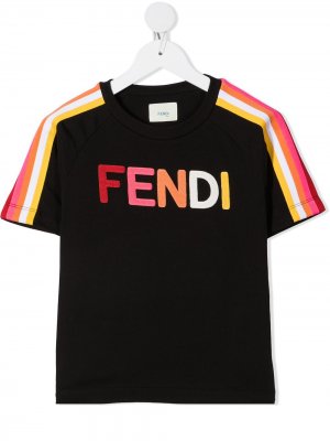 Футболка с логотипом Fendi Kids. Цвет: черный