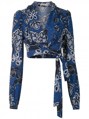 Укороченная блузка Fernanda Martha Medeiros. Цвет: синий