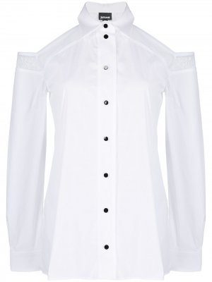 Рубашка с длинными рукавами и вырезами на плечах Just Cavalli. Цвет: белый