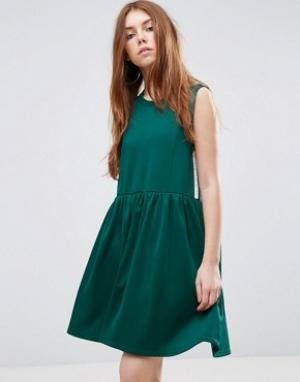 Свободное платье с отделкой в спортивном стиле ASOS. Цвет: зеленый