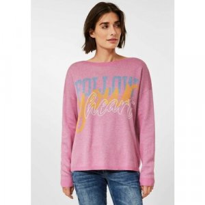 Пуловер с принтом Cecil. Цвет: розовый