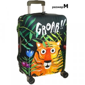 Чехол для чемодана 6002_M, размер M, оранжевый Vip collection. Цвет: черный/черный