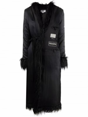 Пальто с оторочкой из искусственного меха MM6 Maison Margiela. Цвет: черный