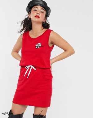 Платье-майка с вышивкой бейсбольного мяча -Красный Love Moschino