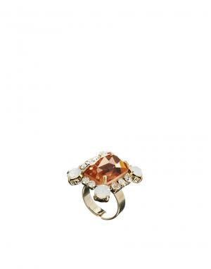 Кольцо с прямоугольным камнем персикового цвета Love Rocks. Цвет: кремовый