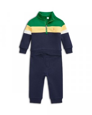 Комплект из флисового пуловера и брюк в полоску для мальчика-поло – малышей , цвет Green Ralph Lauren