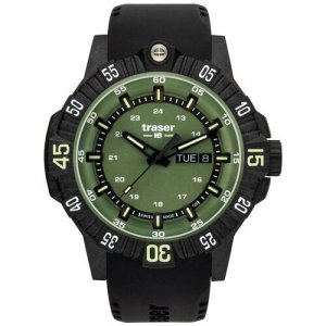 Наручные часы traser, зеленый, черный Traser. Цвет: черный/зеленый