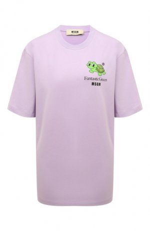 Хлопковая футболка MSGM. Цвет: сиреневый