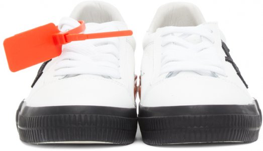 White & Black Leather Vulcanized Low Sneakers Off-White. Цвет: white black
