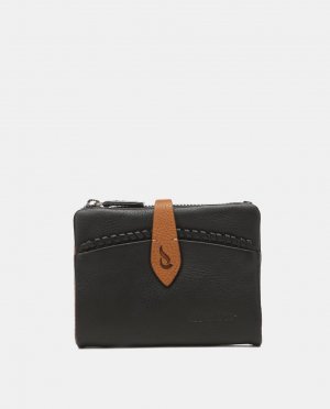 Маленький черный кожаный кошелек с логотипом и гравировкой , Abbacino