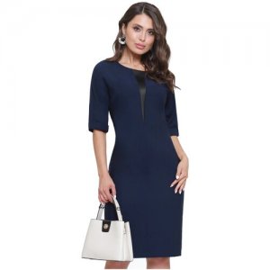 Платье женское Эффектный стиль 54р-р темно-синее вечернее классическое офисное повседневное DStrend. Цвет: синий