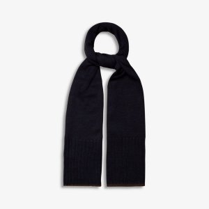 Полосатый шерстяной шарф, темно-синий Eton