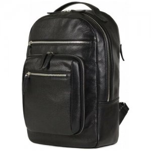 Мужской деловой кожаный рюкзак BRIALDI Explorer BR37170AM relief black. Цвет: черный