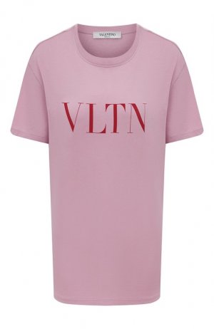 Хлопковая футболка Valentino. Цвет: розовый
