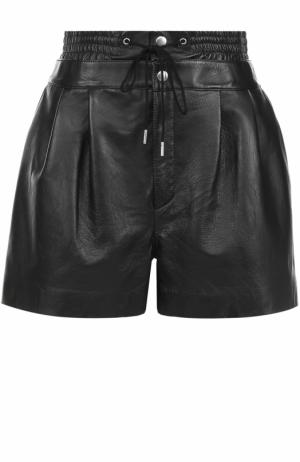 Кожаные мини-шорты с защипами Saint Laurent. Цвет: черный
