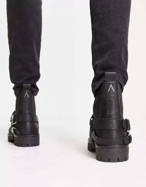 Черные кожаные ботинки челси со съемной ремнем bruno ASRA