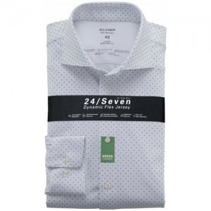 Рубашка мужская Luxor Modern Fit 24/Seven Джерси белая в мелкий горошек арт. 12248400 OLYMP. Цвет: белый